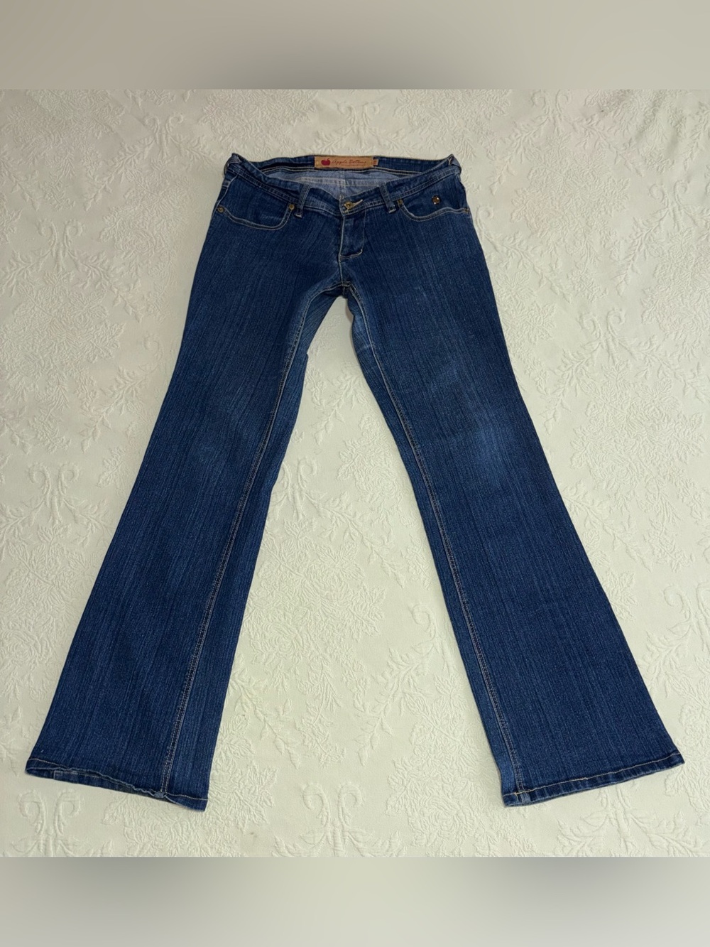 VTG Y2K Apple Bottom Jeans 9/10 Low Rise Flare Stretch Embroidered Pocket 34x33